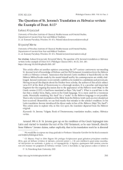 THE QUESTION OF ST. JEROME’S TRANSLATION EX HEBRAICA VERITATE: THE EXAMPLE OF DEUT. 8:15