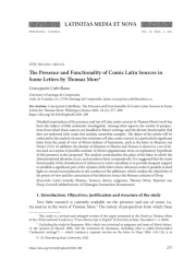 THE PRESENCE AND FUNCTIONALITY OF COMIC LATIN SOURCES IN SOME LETTERS BY THOMAS MORE