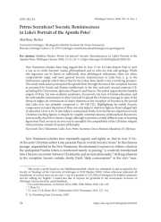 PETRUS SOCRATICUS? SOCRATIC REMINISCENCES IN LUKE’S PORTRAIT OF THE APOSTLE PETER