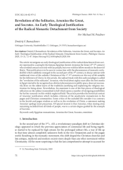 REVOLUTION OF THE SOLITARIES, ARSENIUS THE GREAT, AND SOCRATES. AN EARLY THEOLOGICAL JUSTIFICATION OF THE RADICAL MONASTIC DETACHMENT FROM SOCIETY