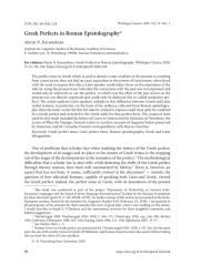 GREEK PERFECTS IN ROMAN EPISTOLOGRAPHY