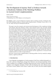 THE DEVELOPMENT OF εὑρίσκω ‘FIND’ AS EVIDENCE TOWARDS A DIACHRONIC SOLUTION OF THE MATCHING-PROBLEM IN ANCIENT GREEK COMPLEMENTATION