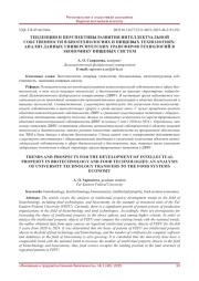 ТЕНЦИИ И ПЕРСПЕКТИВЫ РАЗВИТИЯ ИНТЕЛЛЕКТУАЛЬНОЙ СОБСТВЕННОСТИ В БИОТЕХНОЛОГИЯХ И ПИЩЕВЫХ ТЕХНОЛОГИЯХ: АНАЛИЗ ДАННЫХ УНИВЕРСИТЕТСКИХ ТРАНСФЕРОВ ТЕХНОЛОГИЙ В ЭКОНОМИКУ ПИЩЕВЫХ СИСТЕМ