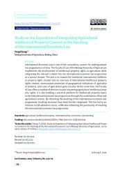 Опыт включения информации о сельскохозяйственной интеллектуальной собственности в содержание учебного плана по международному экономическому праву