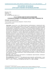 КЛАССИФИКАЦИЯ ПРАВООТНОШЕНИЙ, ОСВОБОЖДАЮЩИХ ОТ ЮРИДИЧЕСКОЙ ОТВЕТСТВЕННОСТИ