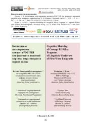 Когнитивное моделирование концепта РОССИЯ как фрагмента языковой картины мира эмигранта первой волны