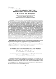 СИСТЕМА АНАЛИЗА ТЕКСТУРЫ БИОМЕДИЦИНСКИХ ИЗОБРАЖЕНИЙ