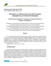 ПОЖАРНАЯ БЕЗОПАСНОСТЬ НА СЕЛЬСКОХОЗЯЙСТВЕННЫХ ОБЪЕКТАХ В РОССИИ: ОСНОВЫ ПРОФИЛАКТИЧЕСКИХ МЕРОПРИЯТИЙ