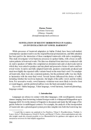 SUFFIXATION OF RECENT BORROWINGS IN SAKHA: AN INVESTIGATION OF VOWEL HARMONY