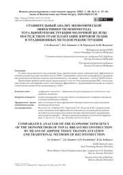 СРАВНИТЕЛЬНЫЙ АНАЛИЗ ЭКОНОМИЧЕСКОЙ ЭФФЕКТИВНОСТИ МОНОМЕТОДА ТОТАЛЬНОЙ РЕКОНСТРУКЦИИ МОЛОЧНОЙ ЖЕЛЕЗЫ ПОСРЕДСТВОМ ТРАНСПЛАНТАЦИИ ЖИРОВОЙ ТКАНИ И ТРАДИЦИОННЫХ МЕТОДОВ РЕКОНСТРУКЦИИ