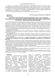 РАЗРАБОТКА ТЕМАТИЧЕСКОГО ИНФОРМАЦИОННОГО САЙТА С ИСКУССТВЕННЫМ ИНТЕЛЛЕКТОМ КАК ИНСТРУМЕНТ ФОРМИРОВАНИЯ ПРОФЕССИОНАЛЬНЫХ КОМПЕТЕНЦИЙ СТУДЕНТОВ IT-СПЕЦИАЛЬНОСТЕЙ В ОБРАЗОВАНИИ