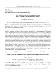 ПАРТИЙНО-ПОЛИТИЧЕСКИЕ ПРОЦЕССЫ В РЕСПУБЛИКЕ ИРЛАНДИЯ (2024-2025 ГГ.)