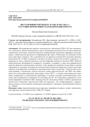 ДВУСТОРОННЯЯ ТОРГОВЛЯ ЕС И США В 2015-2024 ГГ.: РАСТУЩИЕ ИНТЕНСИВНОСТЬ И ВЗАИМОЗАВИСИМОСТЬ