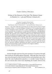 Отголоски «Спуска души»: гомеровский гимн Деметре (стихи 1–46) и «Эннеада» Плотина, 4.8.1