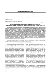 ИСТОРИЯ РЕГИОНАЛЬНО-ДЕМОГРАФИЧЕСКОГО РАЗВИТИЯ КИТАЙСКОЙ СЕВЕРО-ВОСТОЧНОЙ ПРОВИНЦИИ ЦЗИЛИНЬ В 1980-2020 ГГ.