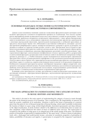 ОСНОВНЫЕ ПОДХОДЫ К ОСМЫСЛЕНИЮ КАТЕГОРИИ ПРОСТРАНСТВА В МУЗЫКЕ: ИСТОРИЯ И СОВРЕМЕННОСТЬ