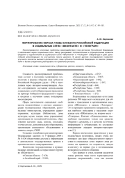 ФОРМИРОВАНИЕ ОБРАЗА ГЛАВЫ СУБЪЕКТА РОССИЙСКОЙ ФЕДЕРАЦИИ В СОЦИАЛЬНЫХ СЕТЯХ "ВКОНТАКТЕ" И "ТЕЛЕГРАМ"