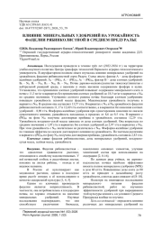 ВЛИЯНИЕ МИНЕРАЛЬНЫХ УДОБРЕНИЙ НА УРОЖАЙНОСТЬ ФАЦЕЛИИ РЯБИНКОЛИСТНОЙ В СРЕДНЕМ ПРЕДУРАЛЬЕ