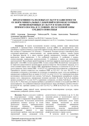 ПРОДУКТИВНОСТЬ ПОЛЕВЫХ КУЛЬТУР В ЗАВИСИМОСТИ ОТ НОРМ МИНЕРАЛЬНЫХ УДОБРЕНИЙ И ПРОМЕЖУТОЧНЫХ ПОЧВОПОКРОВНЫХ КУЛЬТУР В ТЕХНОЛОГИИ ПРЯМОГО ПОСЕВА В УСЛОВИЯХ ЛЕСОСТЕПНОЙ ЗОНЫ СРЕДНЕГО ПОВОЛЖЬЯ