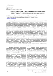 СОДЕРЖАНИЕ ФОРМ АММОНИЯ В ПОЧВАХ И ИХ СВЯЗЬ С ДРУГИМИ АГРОХИМИЧЕСКИМИ ПОКАЗАТЕЛЯМИ