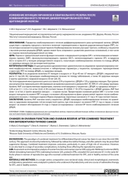 ИЗМЕНЕНИЕ ФУНКЦИИ ЯИЧНИКОВ И ОВАРИАЛЬНОГО РЕЗЕРВА ПОСЛЕ КОМБИНИРОВАННОГО ЛЕЧЕНИЯ ДИФФЕРЕНЦИРОВАННОГО РАКА ЩИТОВИДНОЙ ЖЕЛЕЗЫ