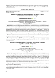 ПРИЛАГАТЕЛЬНЫЕ СЛУХОВОЙ ПЕРЦЕПЦИИ ЯКУТСКОГО ЯЗЫКА: КОГНИТИВНО-СЕМИОТИЧЕСКИЙ РАКУРС