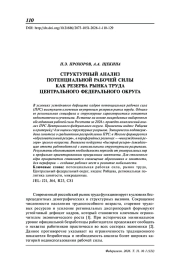 Структурный анализ потенциальной рабочей силы как резерва рынка труда Центрального федерального округа
