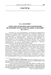 Социально-политические размежевания во Франции: итоги электоральных кампаний 2022-2024 гг.