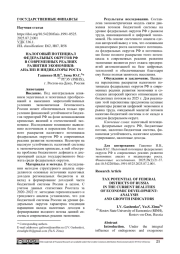 НАЛОГОВЫЙ ПОТЕНЦИАЛ ФЕДЕРАЛЬНЫХ ОКРУГОВ РФ В СОВРЕМЕННЫХ РЕАЛИЯХ РАЗВИТИЯ ЭКОНОМИКИ: АНАЛИЗ И ИНДИКАТОРЫ РОСТА