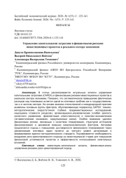 Управление капитальными затратами и финансовыми рисками инвестиционных проектов в реальном секторе экономики