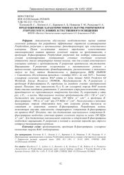 ПРОДУКЦИОННЫЕ ХАРАКТЕРИСТИКИ КУЛЬТУРЫ PORPHYRIDIUM PURPUREUM В УСЛОВИЯХ ЕСТЕСТВЕННОГО ОСВЕЩЕНИЯ