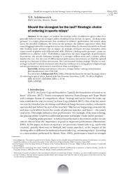 SHOULD THE STRONGEST BE THE LAST? STRATEGIC CHOICE OF ORDERING IN SPORTS RELAYS