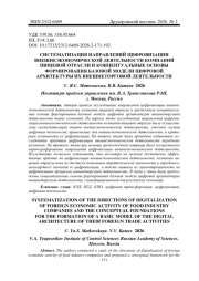 СИСТЕМАТИЗАЦИЯ НАПРАВЛЕНИЙ ЦИФРОВИЗАЦИИ ВНЕШНЕЭКОНОМИЧЕСКОЙ ДЕЯТЕЛЬНОСТИ КОМПАНИЙ ПИЩЕВОЙ ОТРАСЛИ И КОНЦЕПТУАЛЬНЫЕ ОСНОВЫ ФОРМИРОВАНИЯ БАЗОВОЙ МОДЕЛИ ЦИФРОВОЙ АРХИТЕКТУРЫ ИХ ВНЕШНЕТОРГОВОЙ ДЕЯТЕЛЬНОСТИ