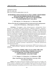 ФУНКЦИОНАЛЬНАЯ МОДЕЛЬ РАСЧЕТА ЮНИТ-ЭКОНОМИКИ ПРОДАЖ ПРОМЫШЛЕННОЙ ПРОДУКЦИИ НА МАРКЕТПЛЕЙСАХ ДЛЯ ЗАДАЧ УПРАВЛЕНИЯ И ЭКОНОМИЧЕСКОГО АНАЛИЗА