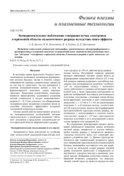 Экспериментальное наблюдение генерации пучка электронов в приосевой области сильноточного разряда вследствие пинч-эффекта