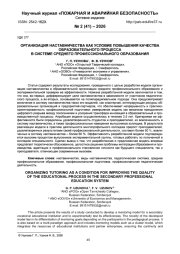 ОРГАНИЗАЦИЯ НАСТАВНИЧЕСТВА КАК УСЛОВИЕ ПОВЫШЕНИЯ КАЧЕСТВА ОБРАЗОВАТЕЛЬНОГО ПРОЦЕССА В СИСТЕМЕ СРЕДНЕГО ПРОФЕССИОНАЛЬНОГО ОБРАЗОВАНИЯ