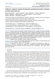 FE-MO/AL2O3 КАТАЛИЗАТОР РАЗЛОЖЕНИЯ МЕТАНА, СИНТЕЗИРОВАННЫЙ МЕТОДОМ ГОРЕНИЯ РАСТВОРА С ИСПОЛЬЗОВАНИЕМ ЩАВЕЛЕВОЙ КИСЛОТЫ