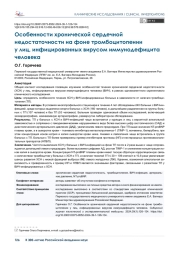Особенности хронической сердечной недостаточности на фоне тромбоцитопении  у лиц, инфицированных вирусом иммунодефицита человека