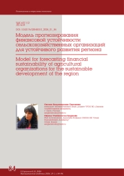 МОДЕЛЬ ПРОГНОЗИРОВАНИЯ ФИНАНСОВОЙ УСТОЙЧИВОСТИ СЕЛЬСКОХОЗЯЙСТВЕННЫХ ОРГАНИЗАЦИЙ ДЛЯ УСТОЙЧИВОГО РАЗВИТИЯ РЕГИОНА