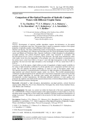 Comparison of Bio-Optical Properties of Optically Complex Waters with Different Trophic Status