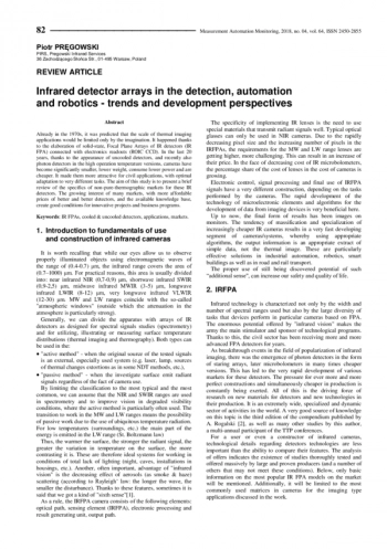 Infrared detector arrays in the detection, automation
and robotics - trends and development perspectives