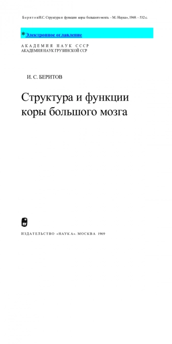 Структура и функции коры большого мозга