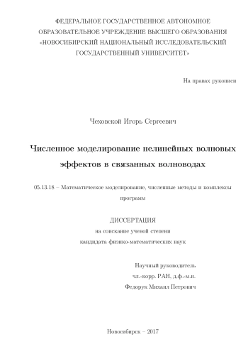 Численное моделирование нелинейных волновых эффектов в связанных волновода